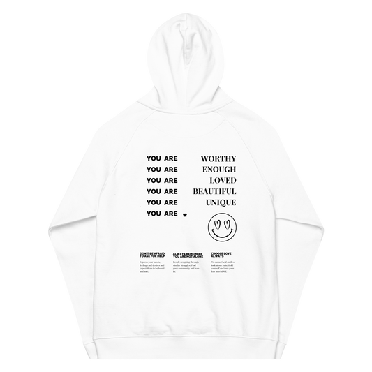 You Are Affirmation Unisex Eco Raglan Hoodie